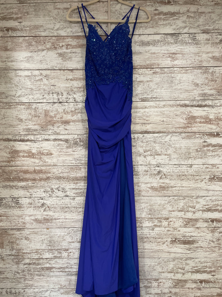 ROYAL BLUE LONG EVENING GOWN