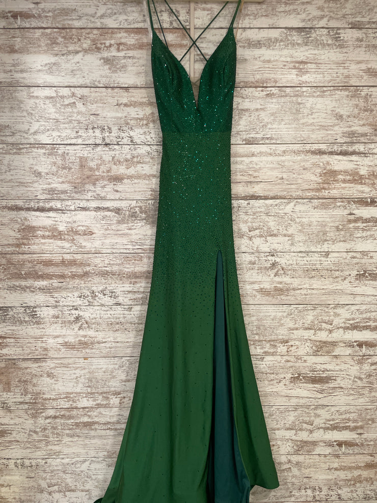 GREEN HOT STONE LONG DRES-NEW