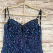 NAVY FULL GEM LONG DRESS