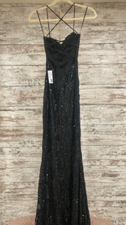 BLACK SPARKLY LONG EVENING GOW