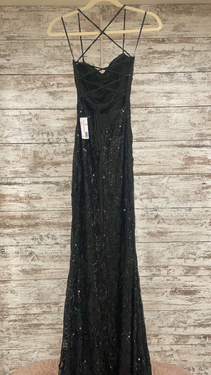 BLACK SPARKLY LONG EVENING GOW