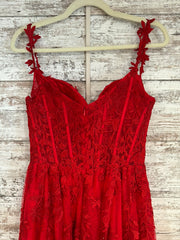 RED/FLORAL A LINE GOWN