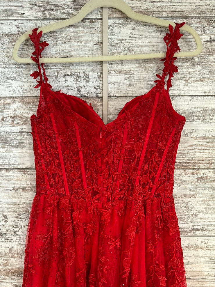 RED/FLORAL A LINE GOWN