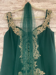 GREEN/GOLD LONG EVENING GOWN