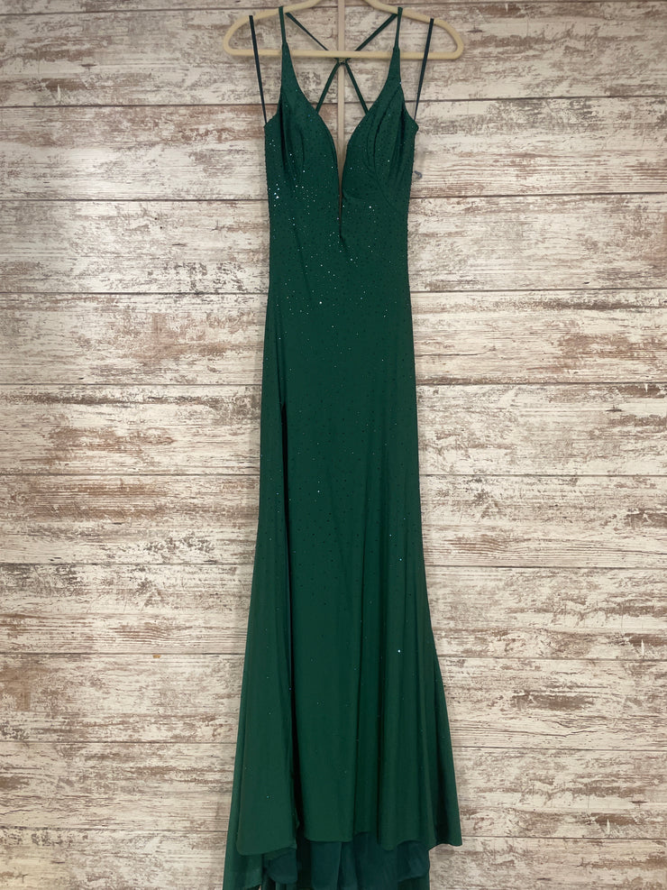GREEN HOT STONE LONG DRESS-NEW