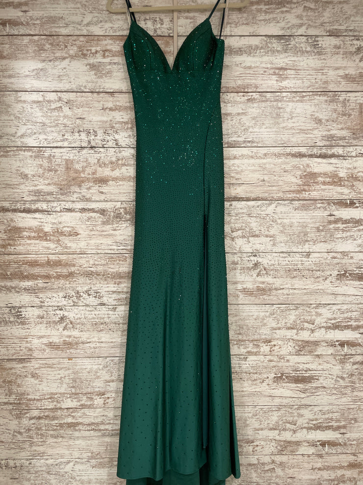 GREEN HOT STONE LONG DRESS