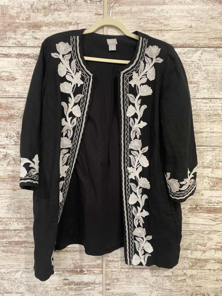 BLACK/WHITE OPEN JACKET $179
