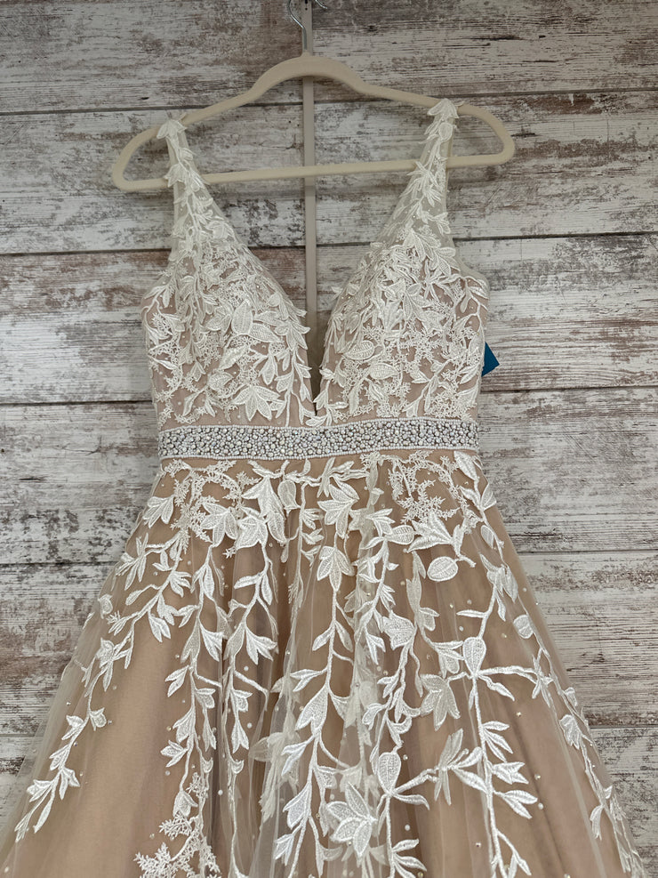 IVORY/FLORAL A LINE GOWN