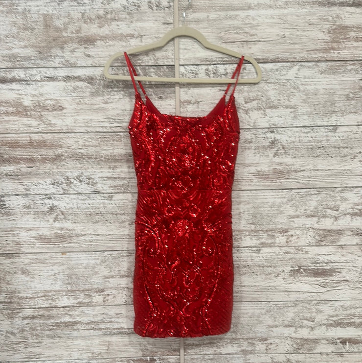 RED SPARKLY SHORT DRESS