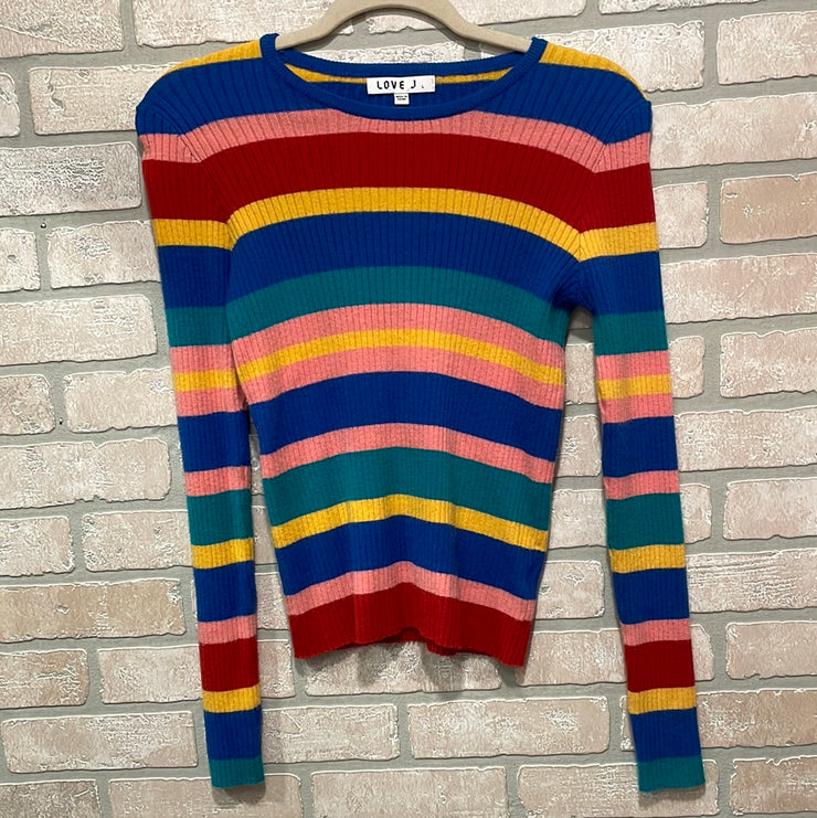 COLORFUL STRIPED CROP SWEATER