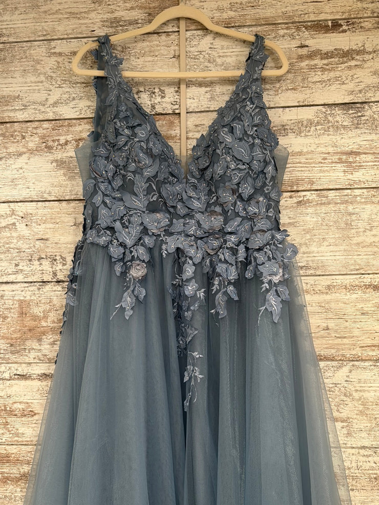BLUE/FLORAL A LINE GOWN