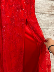 RED SPARKLY LONG DRESS