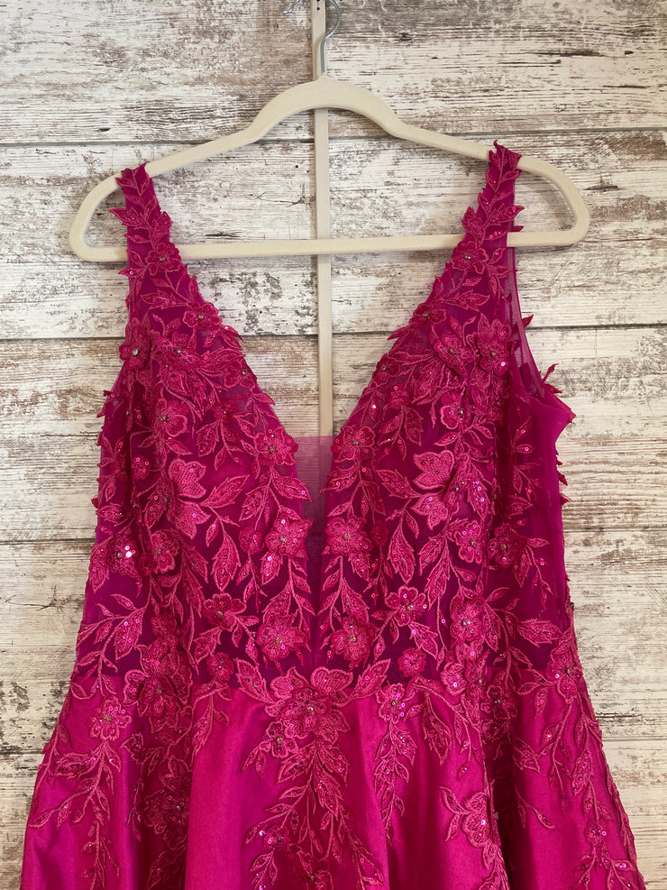 PINK/FLORAL A LINE GOWN
