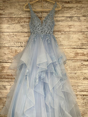 BLUE LAYERED A LINE GOWN
