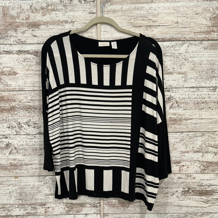 BLACK/WHITE LONG SLEEVE TOP