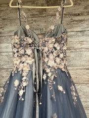 BLUE/PINK FLORAL ALINE GOWN