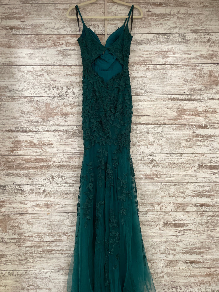 GREEN/FLORAL MERMAID GOWN-NEW