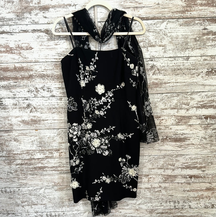 BLACK/WHITE 100% SILK DRES$495