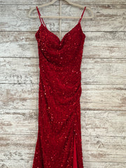 RED SEQUIN LONG DRESS (NEW)