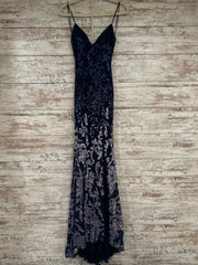 NAVY SPARKLY LONG EVENING GOWN