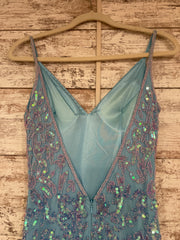 BLUE BEADED LONG DRESS (NEW)