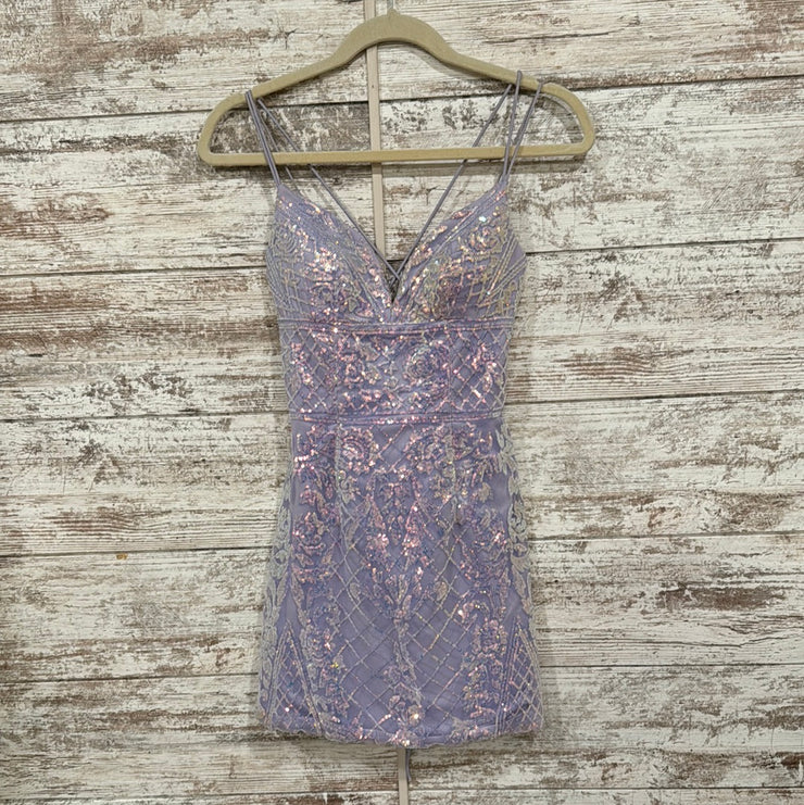 LAVENDER SPARKLY SHORT DRESS