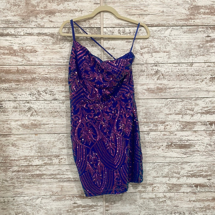 BLUE/PINK SPARKLY SHORT DRESS