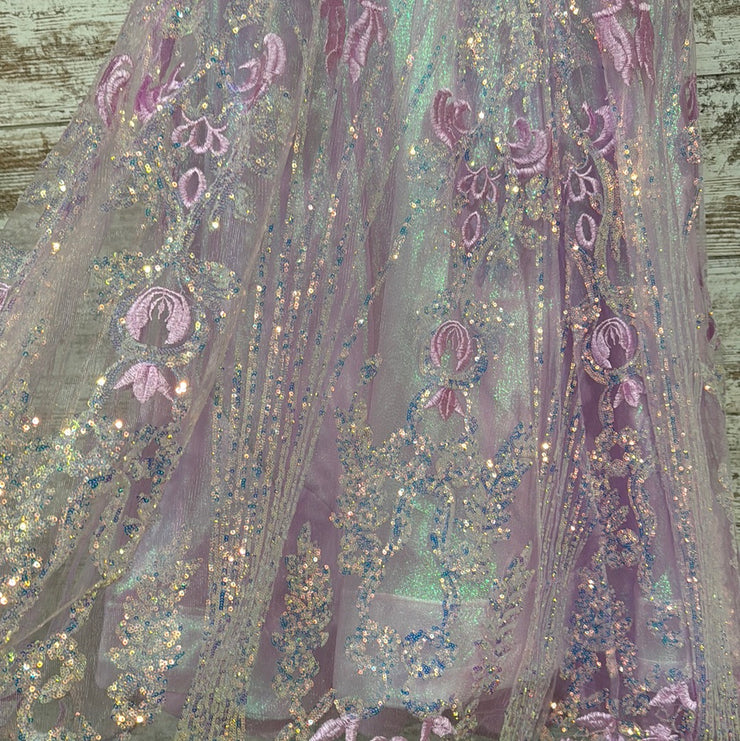 PINK/FLORAL SPARKLY A LINE GOW