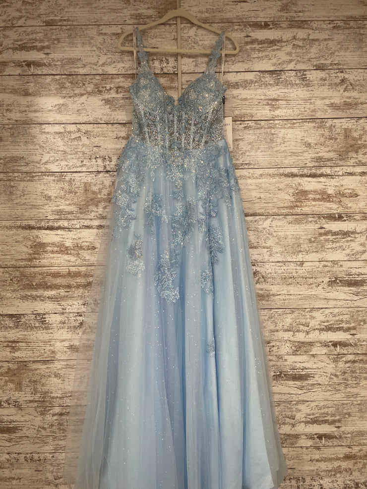 BLUE/FLORAL A LINE GOWN (NEW)
