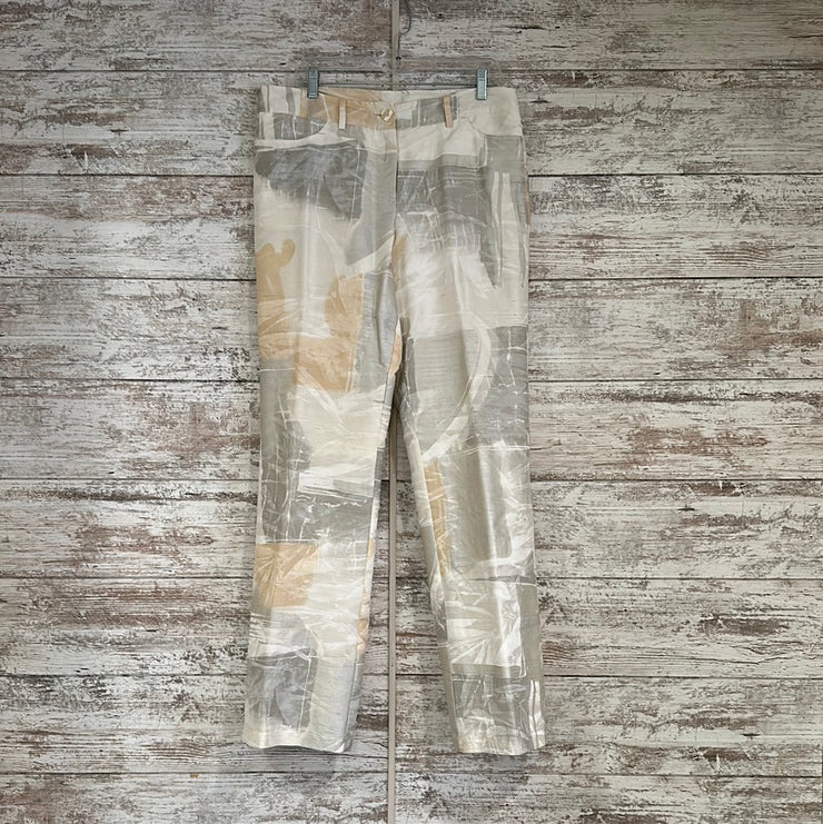 IVORY/TAN 100% SILK PANTS