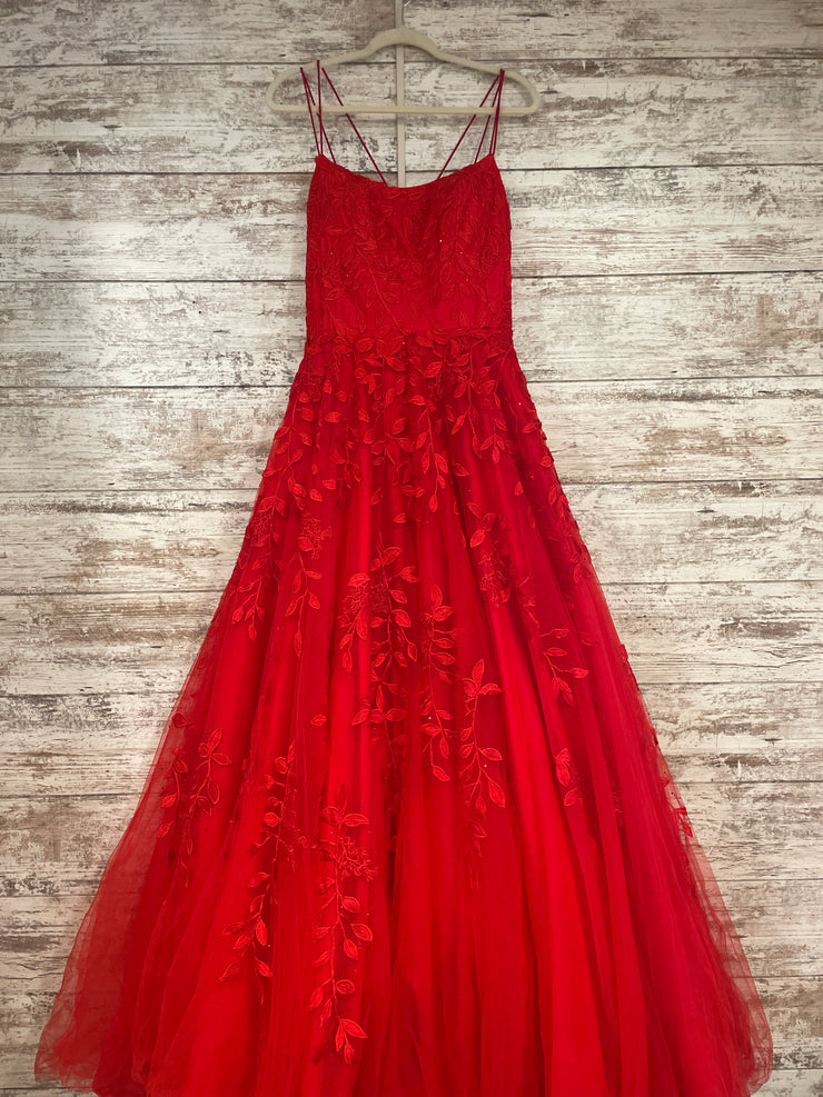 RED/FLORAL A LINE GOWN
