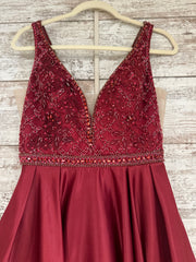 BURGUNDY A LINE GOWN