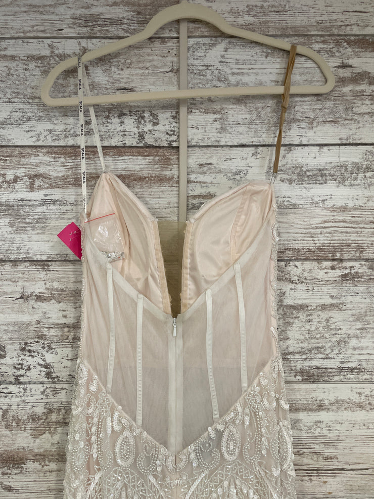 WHITE BEADED LONG DRESS (NEW)