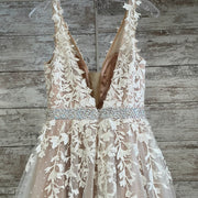 IVORY/FLORAL A LINE GOWN