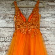 ORANGE/FLORAL A LINE GOWN