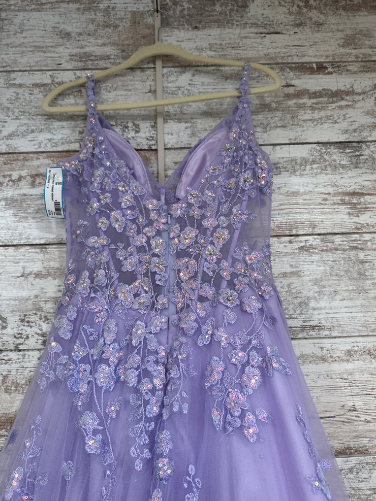 LAVENDER SPARKLY A LINE GOWN