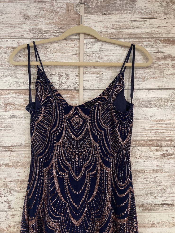 NAVY/GOLD LONG DRESS (NEW)