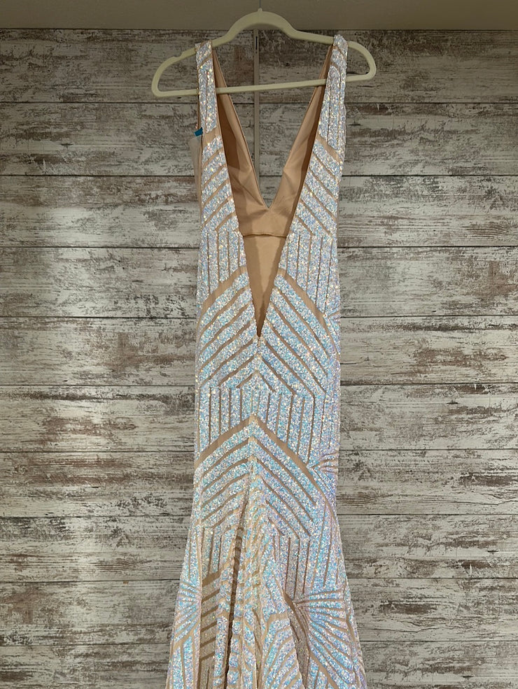 WHITE/PINK MERMAID LONG GOWN