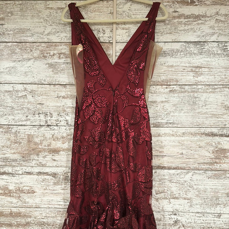 BURGUNDY SPARKLY LONG DRESS