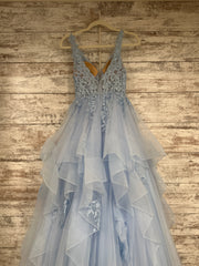 BLUE LAYERED A LINE GOWN