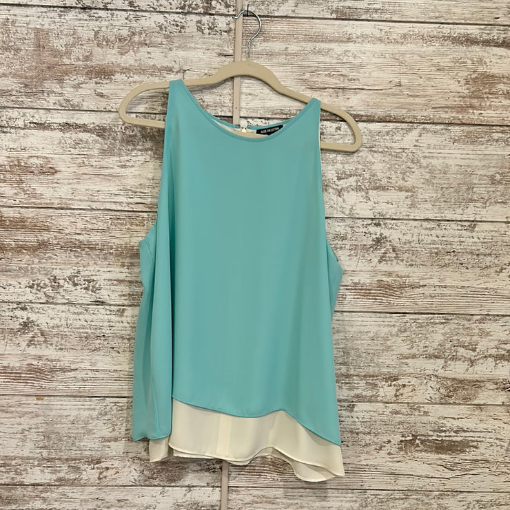 GREEN/WHITE SLEEVELESS TOP