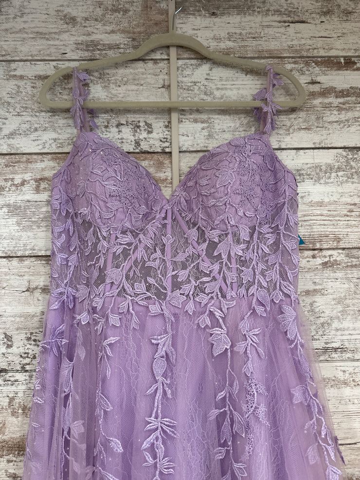 LAVENDER/FLORAL A LINE GOWN