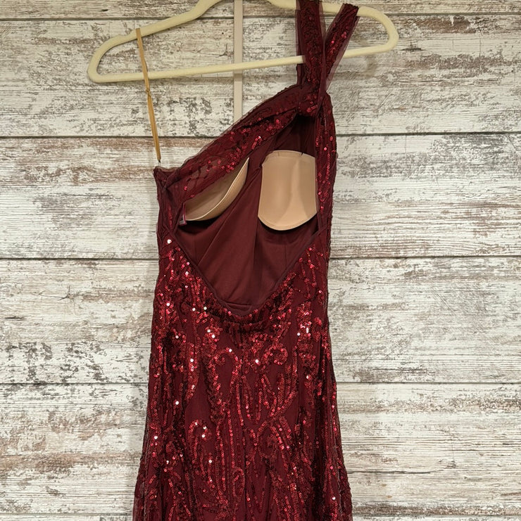 BURGUNDY SPARKLY LONG DRESS