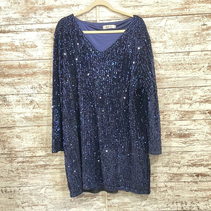 NAVY SEQUIN SHORT DRESS