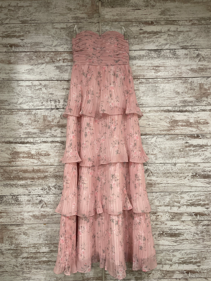 PINK/FLORAL PLEATED A LINE-NEW