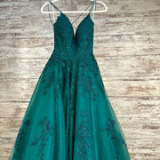 GREEN/FLORAL A LINE GOWN