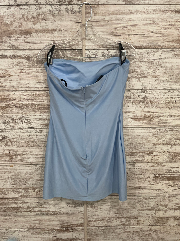 BLUE SATIN SHORT DRESS (NEW)