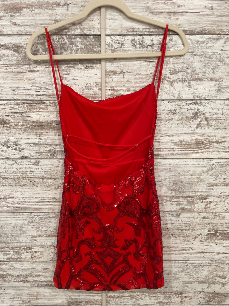 RED SPARKLY SHORT DRESS