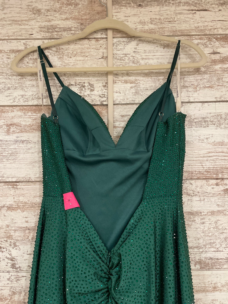 GREEN HOT STONE LONG DRESS