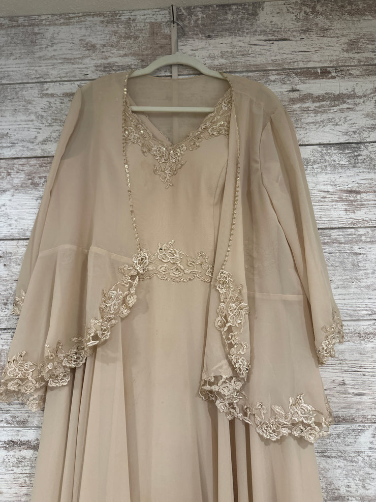 TAN 2 PC. LONG DRESS SET (NEW)